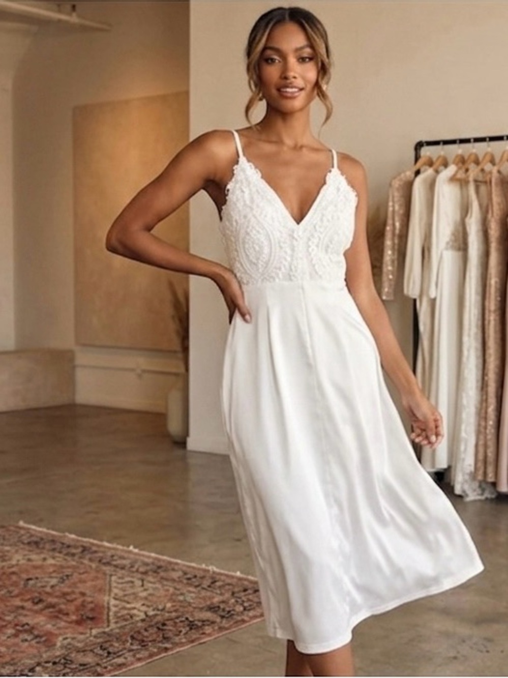 Lulus Elegant Chic White  Intricate Lace Dress Size Small
